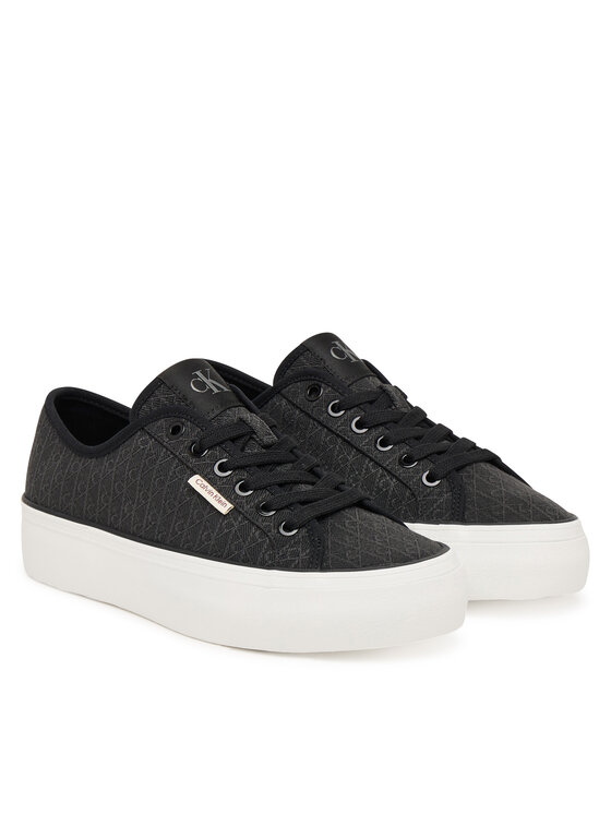 Calvin Klein Laisvalaikio batai Calvin Klein Vulc Flatf Laceup Jaq Aop HW0HW03265 Juoda