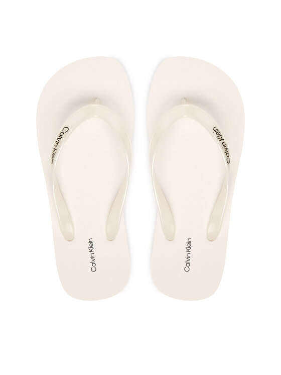 Calvin Klein Japonke Calvin Klein Arwa - Metallic Pearlised Flip Flops HW0HW02956 Bela