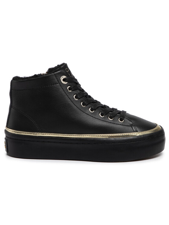 Tommy Hilfiger Сникърси Tommy Hilfiger Midcut Cosy Leather Sneaker FW0FW04536 Черен