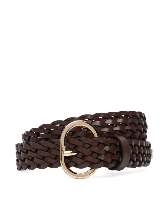 Tommy Hilfiger Cinturón para mujer Tommy Hilfiger Th Chic 2.5 Woven Leather AW0AW18111 Marrón