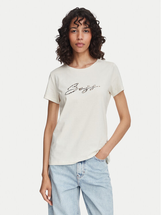 BOSS BOSS Футболка C_Elove_5 50566827 Кремовий Slim Fit