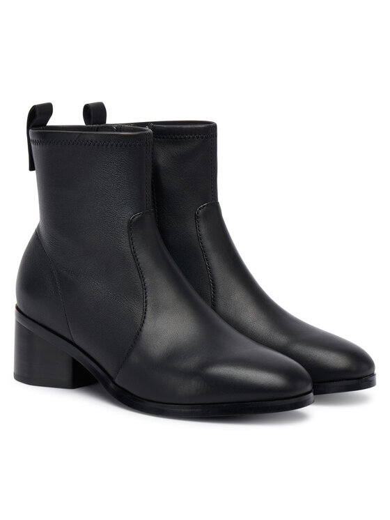 Tommy Hilfiger Botki Tommy Hilfiger Th Stretch Leather Bootie FW0FW08860 Czarny