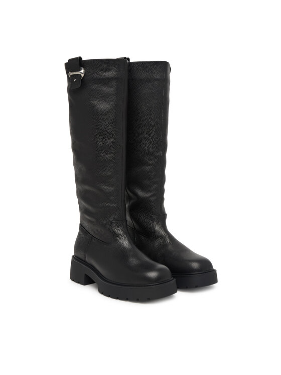 Calvin Klein Csizma Calvin Klein Chunky High Boot Lth Hdw HW0HW03201 Fekete