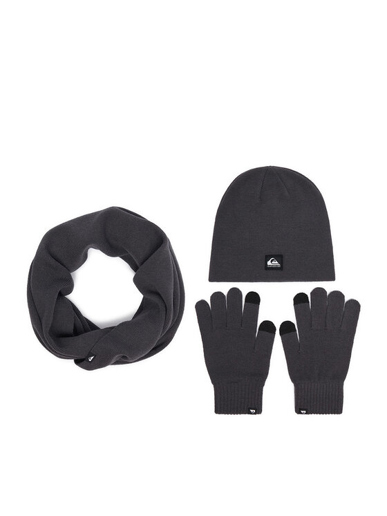 Quiksilver Комплект шапка, шал тип комин и ръкавици Quiksilver CWBEO-QS-SM346-002-AW26 Тъмносив