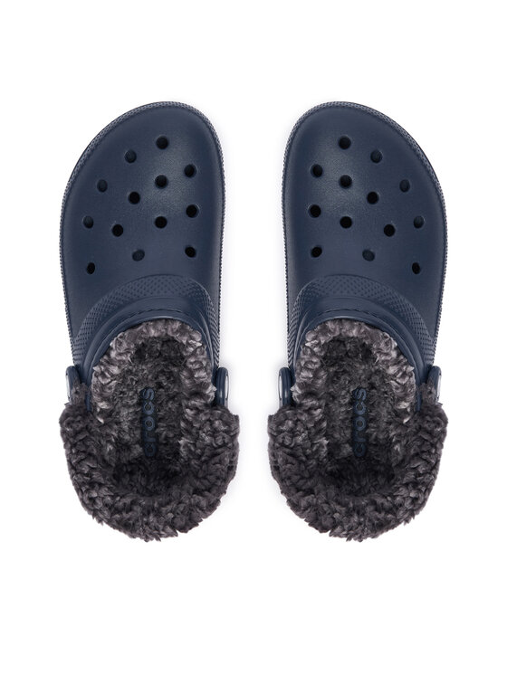 Crocs Pantoletten Crocs Classic Fleece Lined Clog Quartz 211396 Dunkelblau