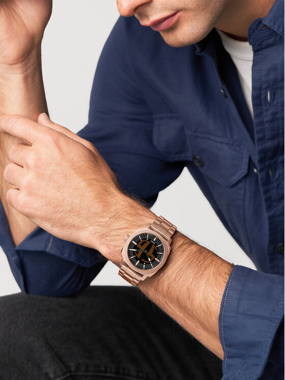 Fossil Годинник Fossil Machine Big Tic FS6158 Рожеве золото
