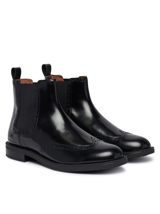 Tommy Hilfiger Chelsea Tommy Hilfiger Lth Abrasivato Brogue Chelsea FM0FM06079 Nero