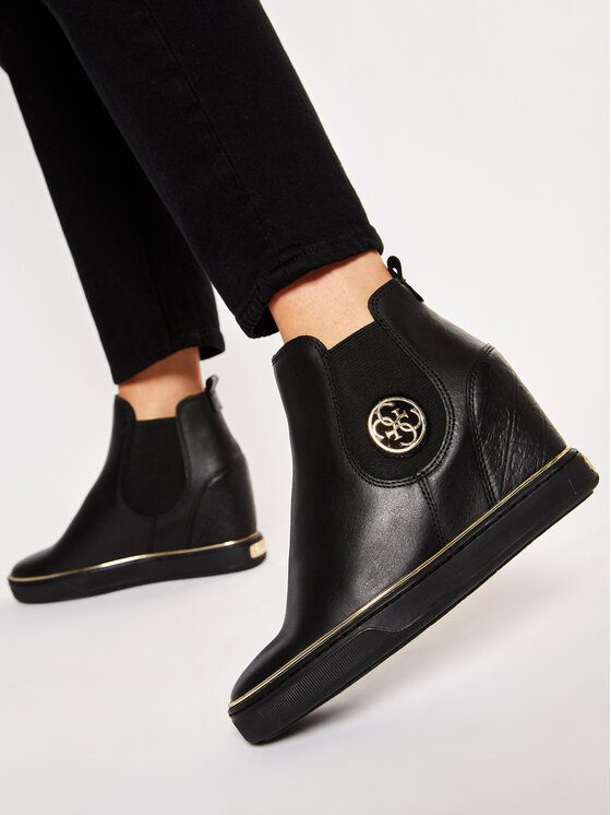 Guess Botki Guess Freda FLFRE3 LEA12 Czarny