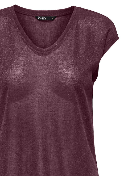 ONLY ONLY Camiseta Silvery 15136069 Guinda/burdeos Loose Fit