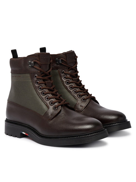 Tommy Hilfiger Μποτίνια Tommy Hilfiger Corporate Casual Mix W Wpm Boot FM0FM05988 Σκούρο καφέ