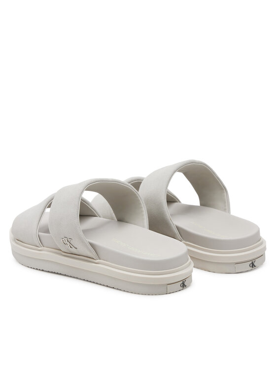 Calvin Klein Jeans Чехли Calvin Klein Jeans Flat Molded Dbl Bar Sandal Cv YM0YM01222 Сив