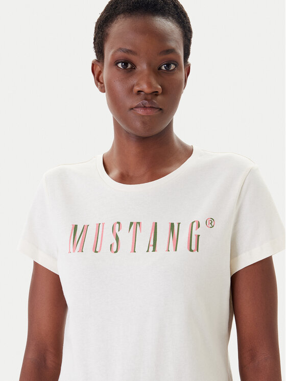Mustang Mustang Футболка Loa 1016146 Écru Slim Fit