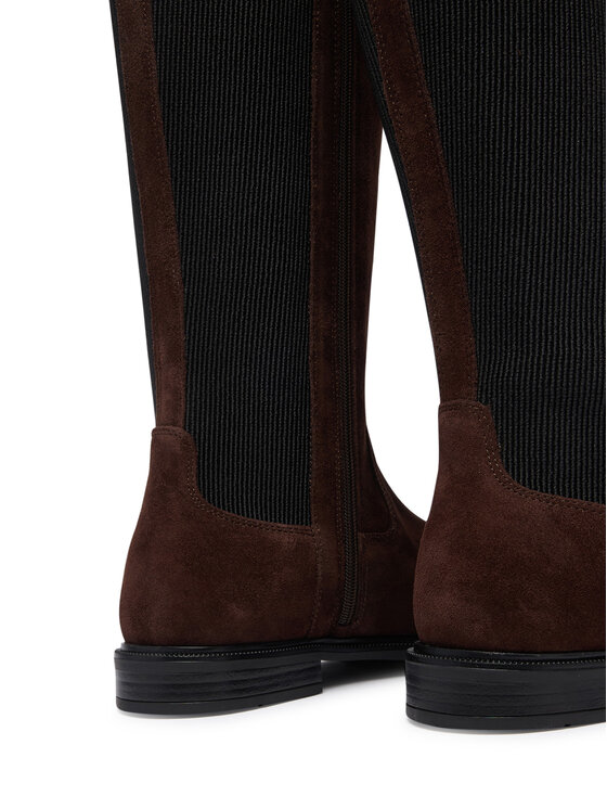 Tommy Hilfiger Cizme Tommy Hilfiger Enamel Flag Suede High Chelsea FW0FW09574 Maro închis