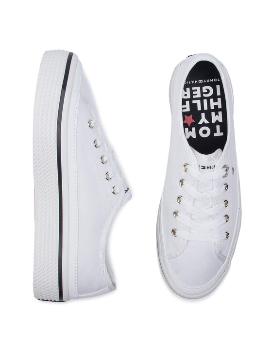 Tommy Hilfiger Teniszcipő Tommy Hilfiger Corporate Flatform Sneaker FW0FW04259 Fehér