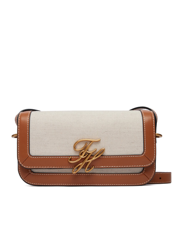 Tommy Hilfiger Soma Tommy Hilfiger Th Script Flap Crossover Canvas AW0AW18737 Krēmkrāsas