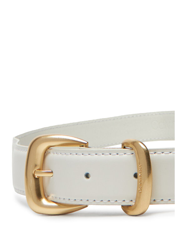 Calvin Klein Sieviešu josta Calvin Klein Sarah 2 Piece Logo Buckle Belt 25Mm LV04K7012G Balts
