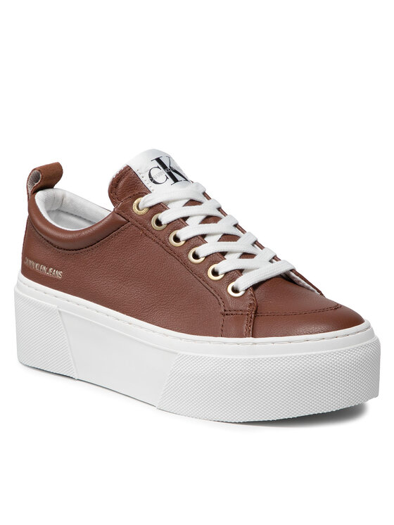 Calvin Klein Jeans Superge Calvin Klein Jeans Vulcanized Flatform Laceup L YW0YW00366 Rjava