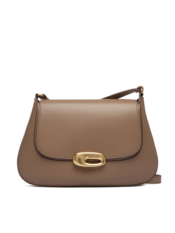 Calvin Klein Ročna torba Calvin Klein Hardware Flap Meidum Crossbody LV04F3401G Bež