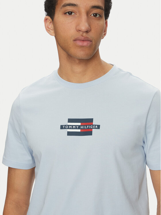Tommy Hilfiger Tommy Hilfiger Marškinėliai Flag Box MW0MW38636 Žydra Regular Fit