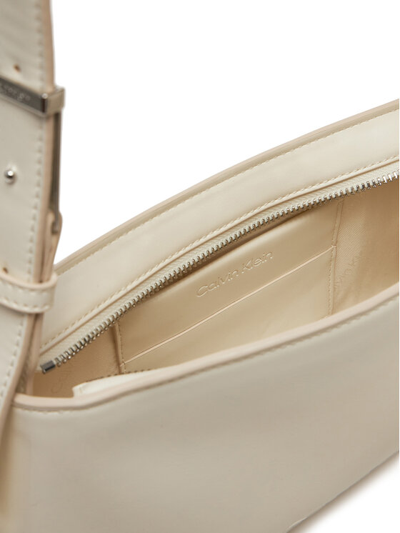 Calvin Klein Geantă Calvin Klein Embossed Logo Shoulder Bag K60K612550 Écru