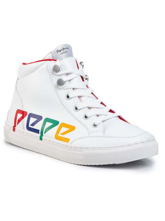 Pepe Jeans Sneakersy Pepe Jeans Adams Logo Junior PUS30001 Biela