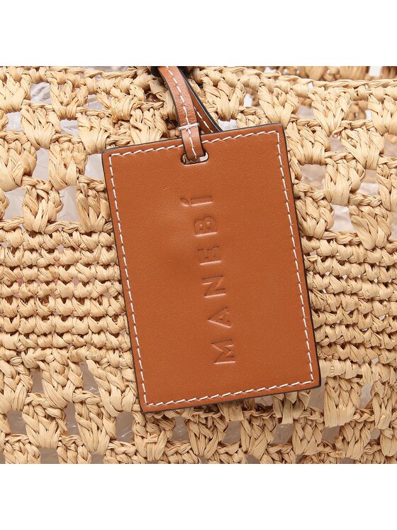 Manebi Bolso Manebi Natural Raffia Panier Weaving V 2.2 AZ Marrón