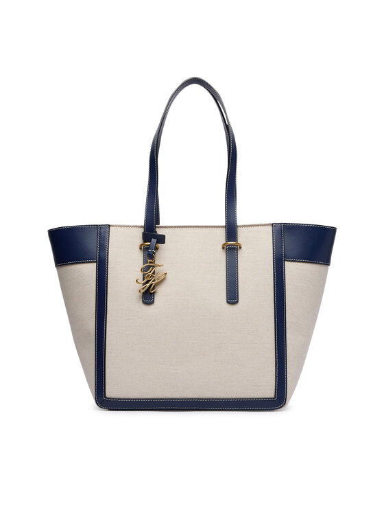 Tommy Hilfiger Дамска чанта Tommy Hilfiger Th Script Tote Canvas AW0AW18829 Кремав