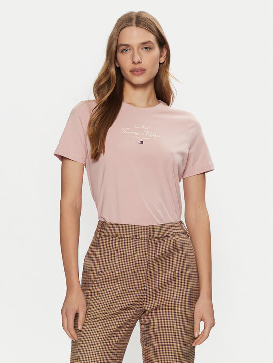 Tommy Hilfiger Tommy Hilfiger Marškinėliai WW0WW43895 Rožinė Regular Fit