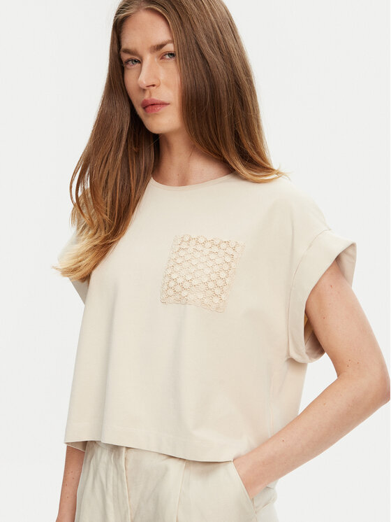 United Colors Of Benetton United Colors Of Benetton Футболка 3IFVD10AF Бежевий Boxy Fit