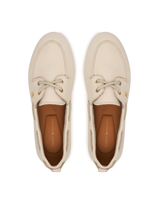 Tommy Hilfiger Scarpe basse Tommy Hilfiger Th Sleek Leather Boat Shoe FW0FW09148 Écru
