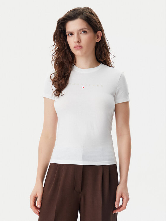 Tommy Jeans Tommy Jeans T-Shirt Tonal Linear DW0DW20315 Εκρού Slim Fit