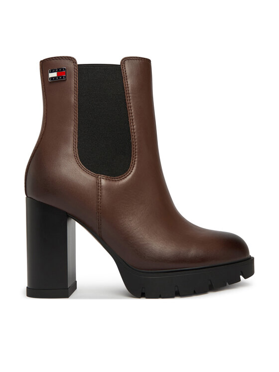 Tommy Jeans Škornji Tommy Jeans Tjw Chelsea High Heel Boots EN0EN03112 Rjava