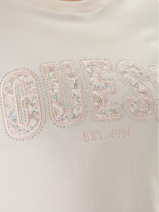 Guess Guess T-shirt W5GI04 J1314 Ružičasta Slim Fit