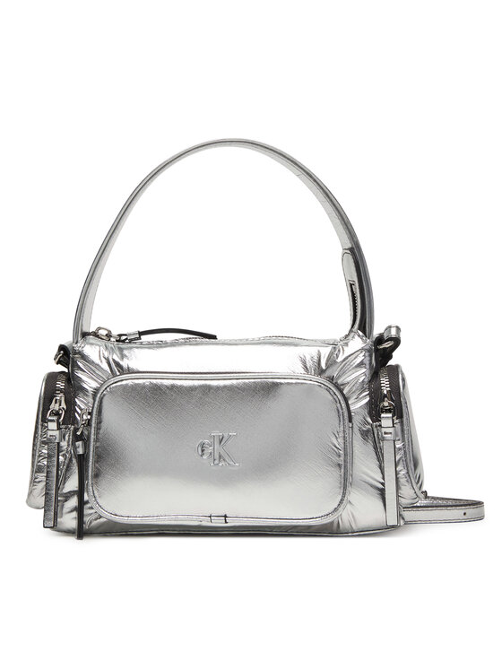 Calvin Klein Torebka Calvin Klein Pocket Silver Nylon Small Bag LV04F3443G Srebrny