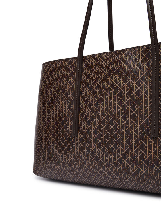 Calvin Klein Ročna torba Calvin Klein Emblem Aop Medium Work Tote LV04F3786G Temno rjava