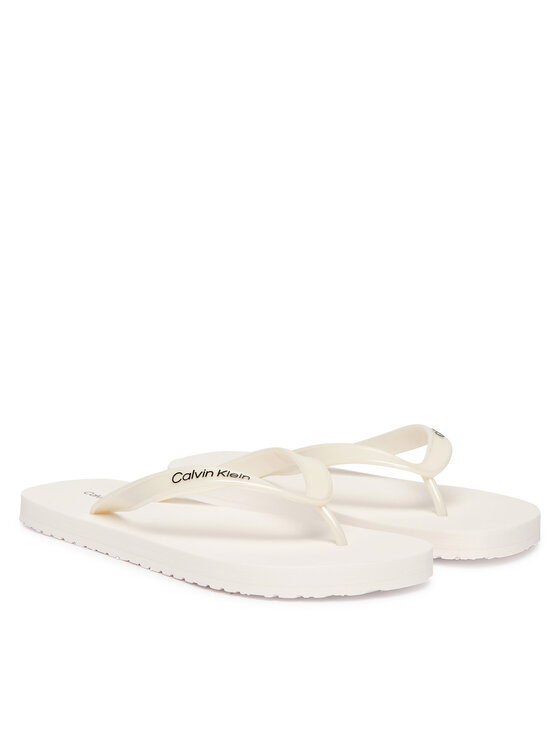 Calvin Klein Japanke Calvin Klein Arwa - Metallic Pearlised Flip Flops HW0HW02956 Bijela