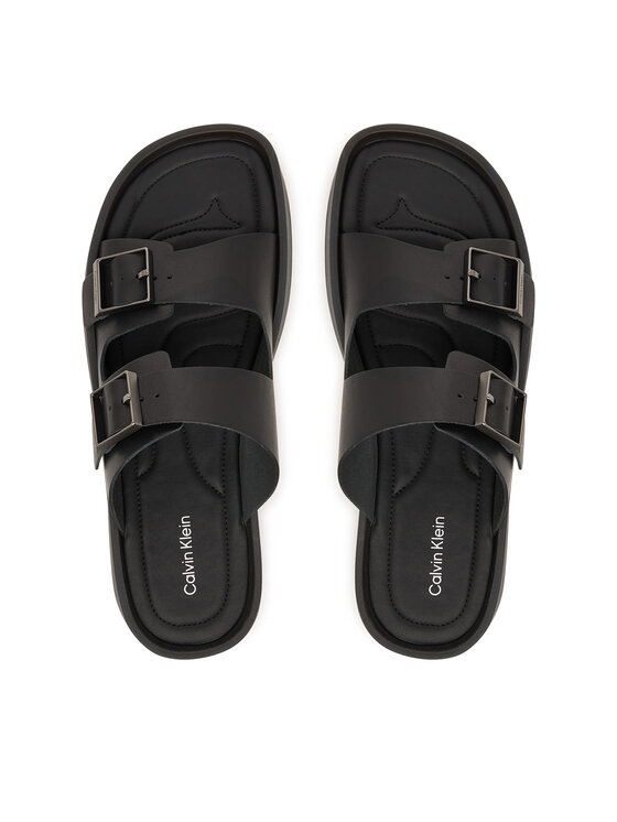 Calvin Klein Natikači Calvin Klein Ergon Double Bar Sandal Lth HM0HM02097 Črna