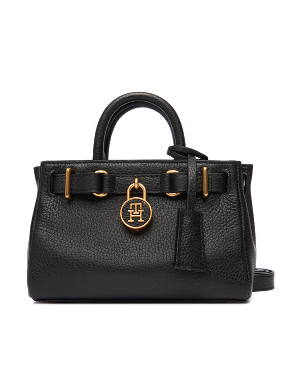 Tommy Hilfiger Дамска чанта Tommy Hilfiger American Icon Micro Tote Leather AW0AW18167 Черен