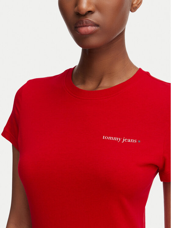 Tommy Jeans Tommy Jeans Camiseta Ess Logo DW0DW23479 Rojo oscuro Slim Fit