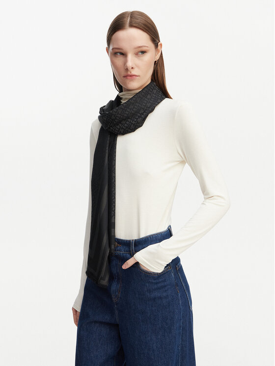Tommy Hilfiger Fular Tommy Hilfiger Th Monogram Scarf AW0AW18273 Negru