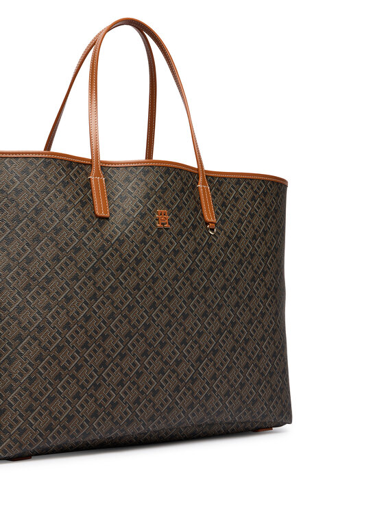 Tommy Hilfiger Ročna torba Tommy Hilfiger Th Monoplay Maxi Tote Le AW0AW18850 Črna