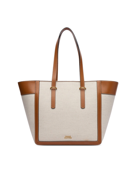 Tommy Hilfiger Ročna torba Tommy Hilfiger Th Script Tote Canvas AW0AW18829 Kremna