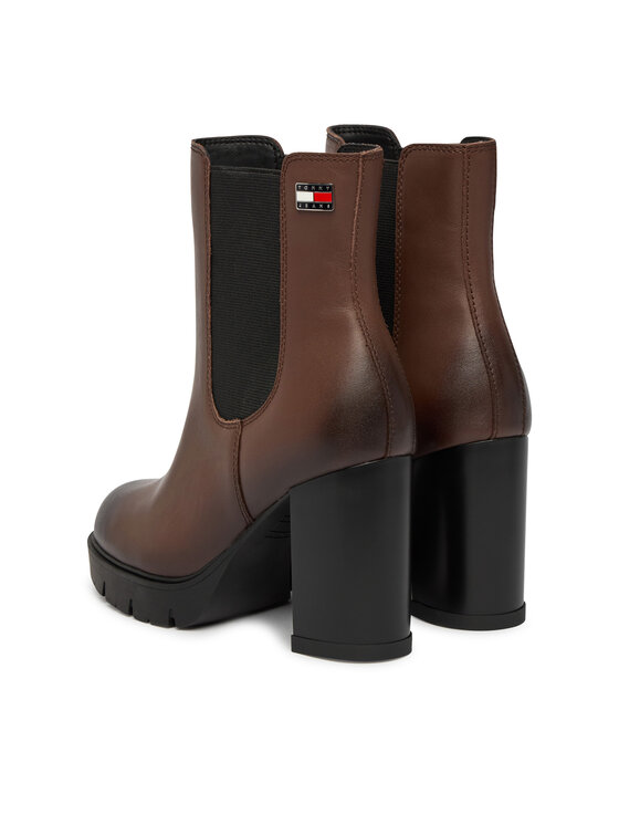 Tommy Jeans Botine Tommy Jeans Tjw Chelsea High Heel Boots EN0EN03112 Maro
