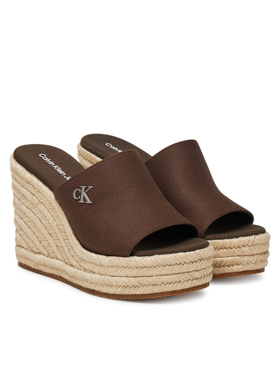 Calvin Klein Παντόφλες Calvin Klein Wedge Rope Slide Mg YW0YW01699 Καφέ