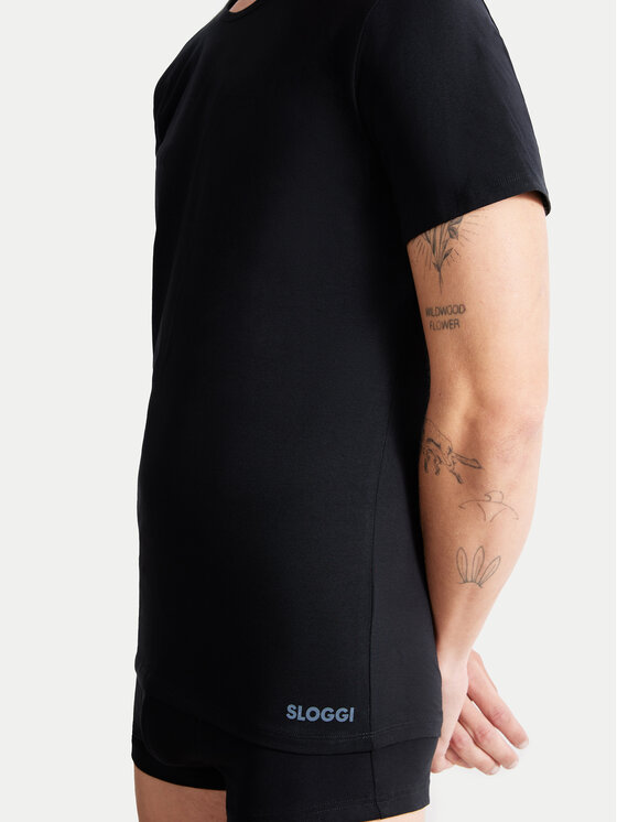 Sloggi Sloggi Trikó 10222373 Fekete Slim Fit