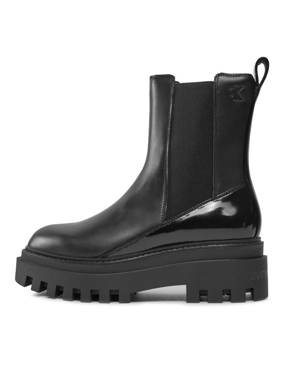 Calvin Klein Jeans Μποτάκια με λάστιχο Calvin Klein Jeans Chunky Boot Chelsea Lth Mg Sat YW0YW01286 Μαύρο