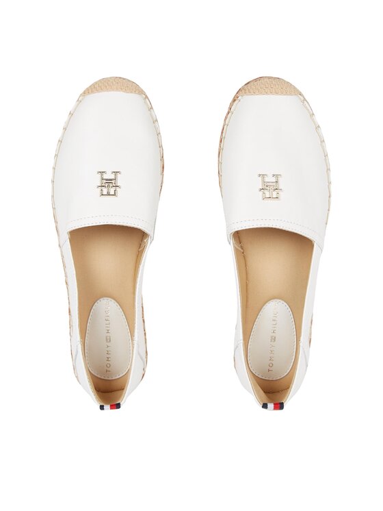 Tommy Hilfiger Εσπαντρίγιες Tommy Hilfiger Th Leather Flat Espadrille FW0FW07720 Εκρού