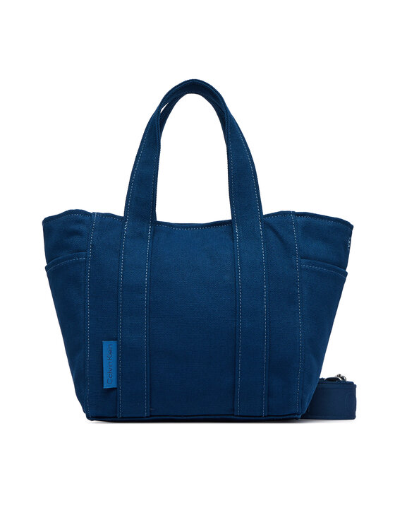 Calvin Klein Geantă Calvin Klein Webbing Strap Canvas Small Tote LV04F3384G Albastru