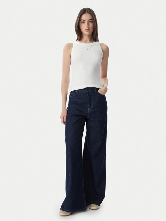 Tommy Jeans Tommy Jeans Top Ess Logo DW0DW22806 Crema Slim Fit