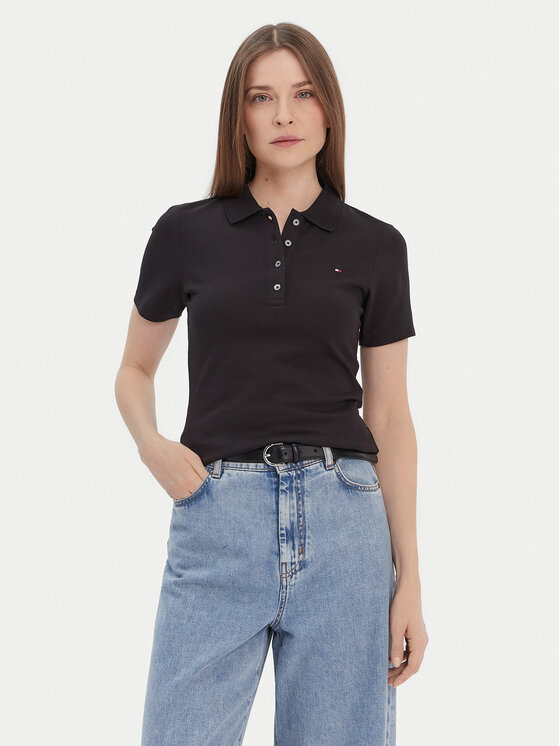 Tommy Hilfiger Tommy Hilfiger Polo majica 1985 WW0WW42047 Črna Slim Fit
